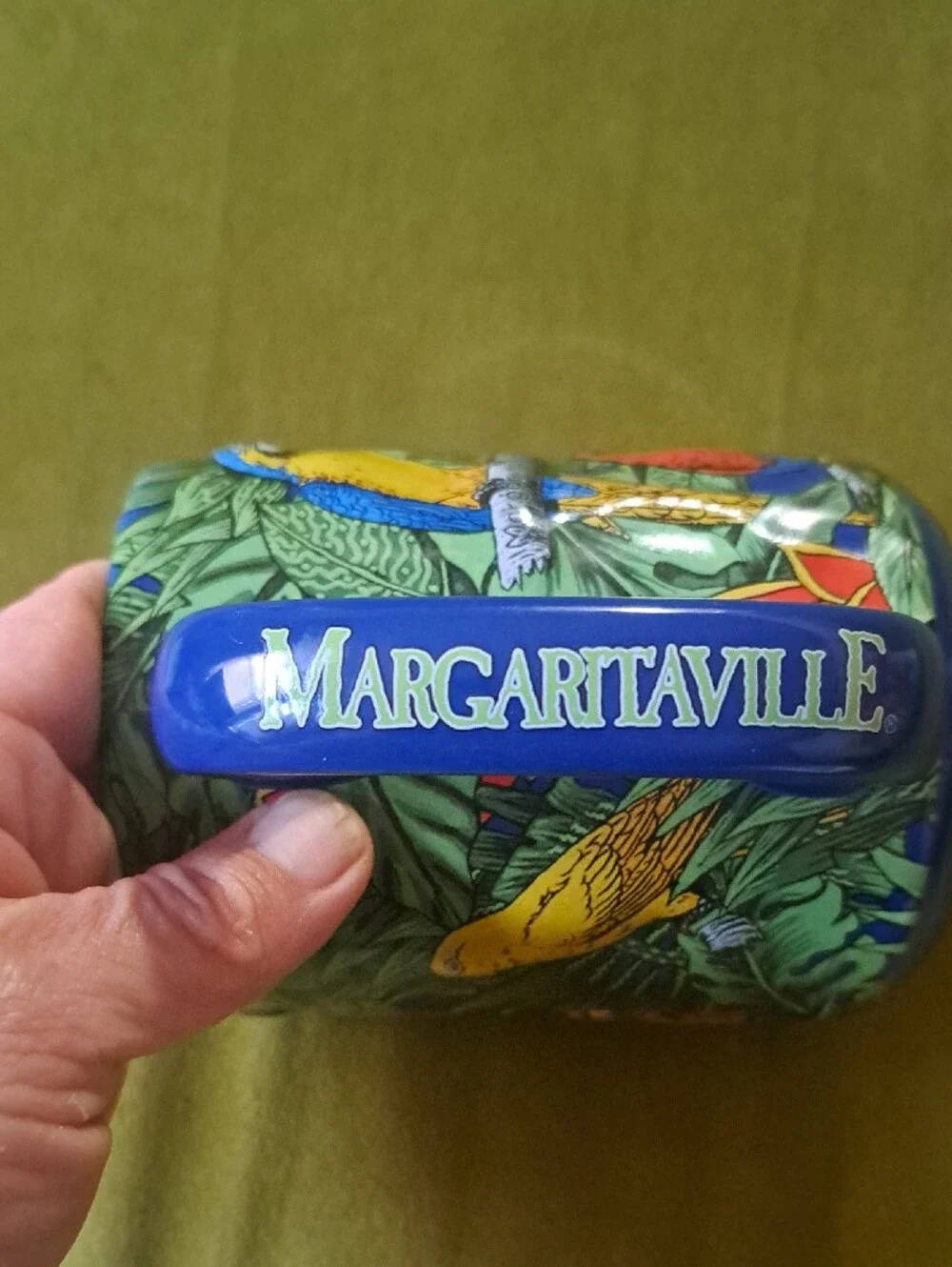 3d Margaritaville Blue Parrot Print Ceramic Bird Mug - Yellow & Red Design